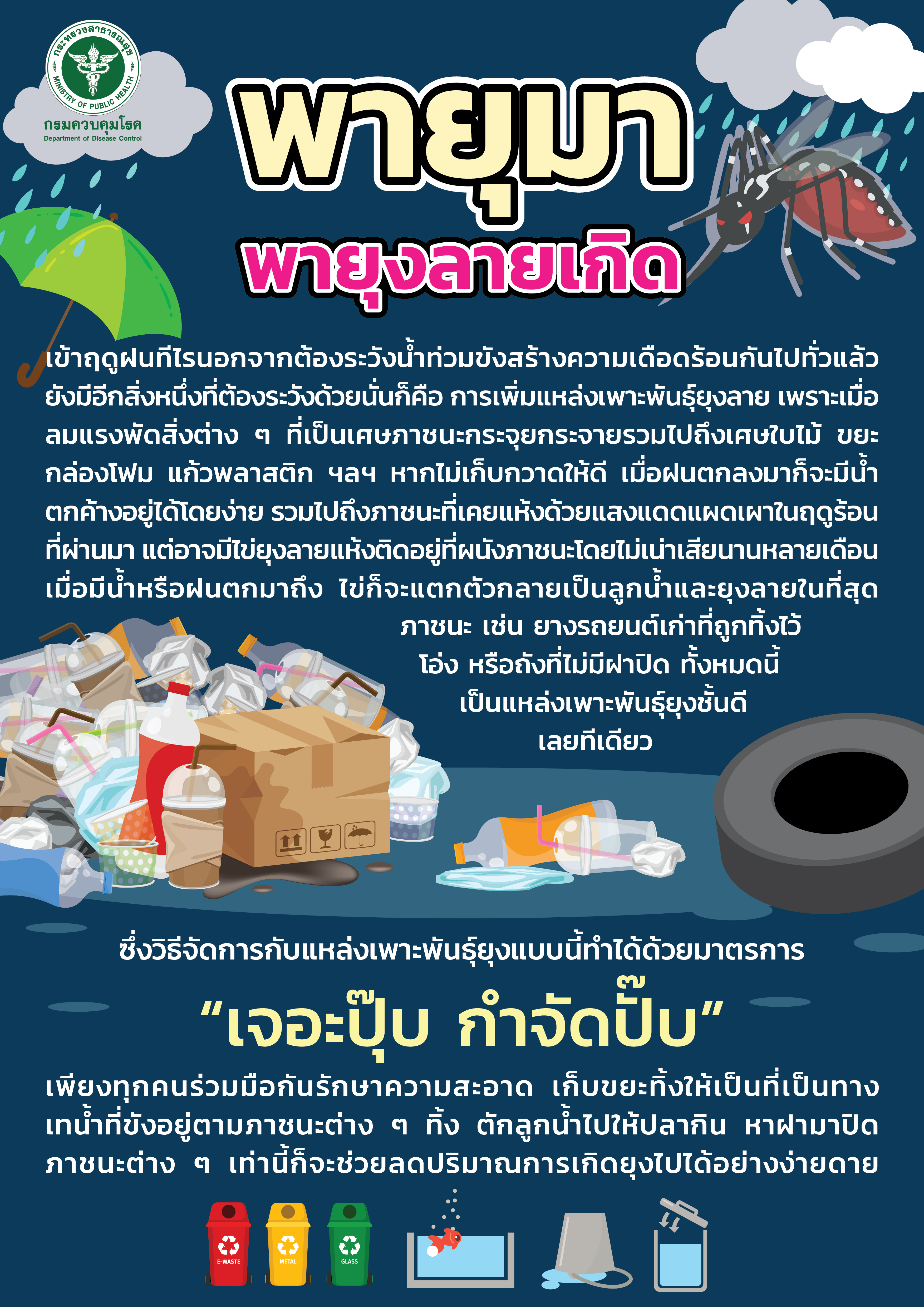 ช่วงหน้าฝนแนะช่วงหยุดอยู่บ้านขอให้กำจัดแหล่งเพาะพันธุ์ยุงลายป้องกันไข้เลือดออกระบาด