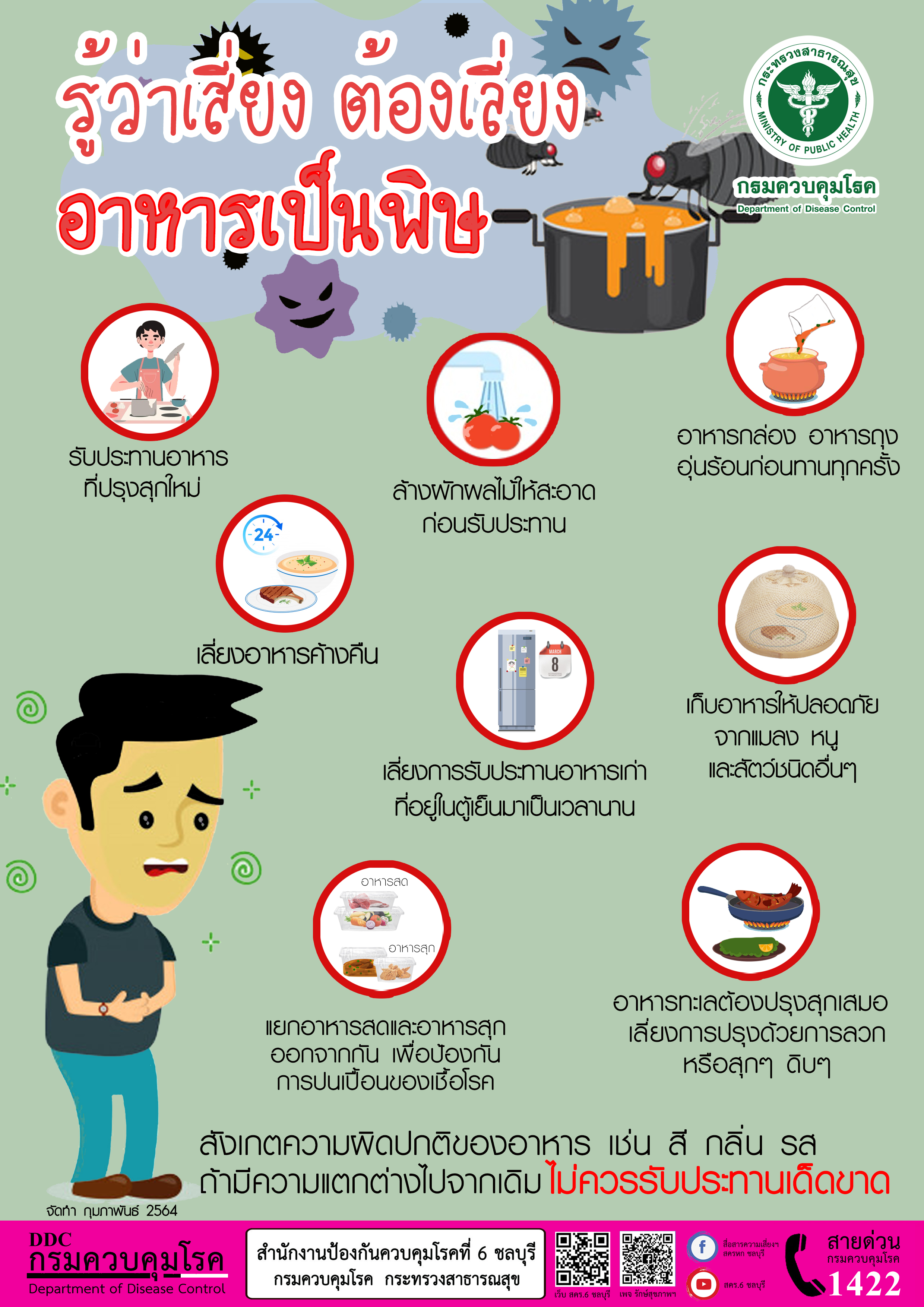 สคร. 6 ชลบุรี เตือนประชาชน ฤดูร้อน ระมัดระวังการรับประทานอาหาร อาจเสี่ยงป่วยด้วยโรคอาหารเป็นพิษ