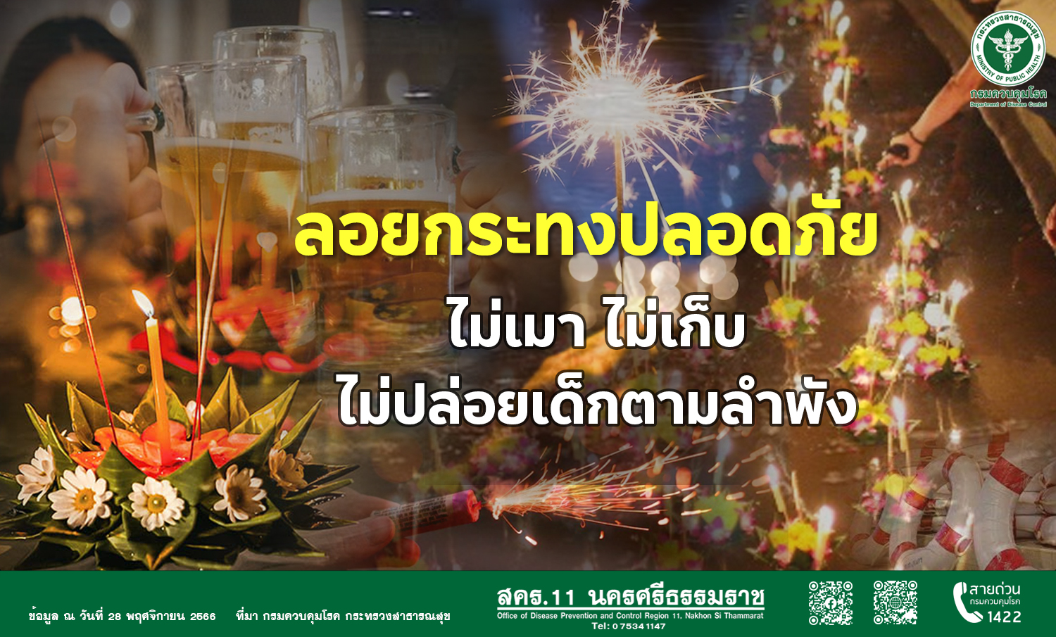 Loi Krathong is safe: “Don’t get drunk, don’t collect things, don’t leave children alone.”